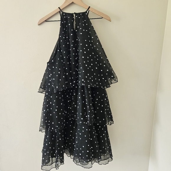 Kate Spade x Target Black White Polka Dot Tiered Halter Mini Dress - Picture 8 of 10